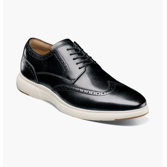 NIB - Florsheim Dash Wingtip Oxford, Black/White - Size 10.5 Wide - Picture 1 of 13